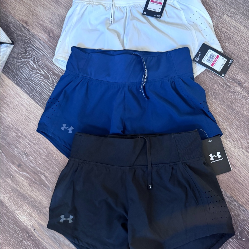 3pair! New!  Armour Women's Performance Shorts - Black, Blue, White